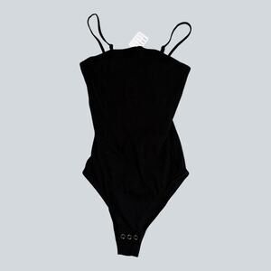 Anko Black Ribbed Spaghetti Strap Bodysuit Size 6 Snap Bottom Stretch Tank